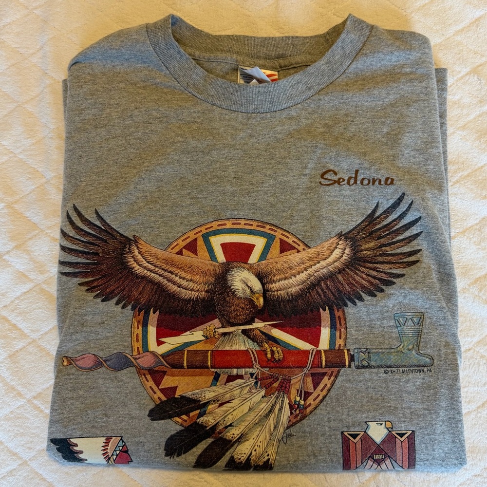 Vintage Sedona Tourist Eagle Graphic Tee - Grey